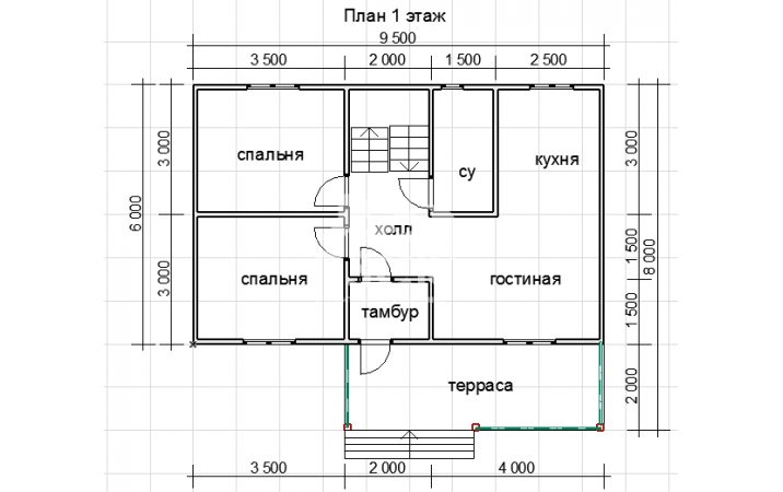 Дом каркасный 6х9,5м – ДК 10